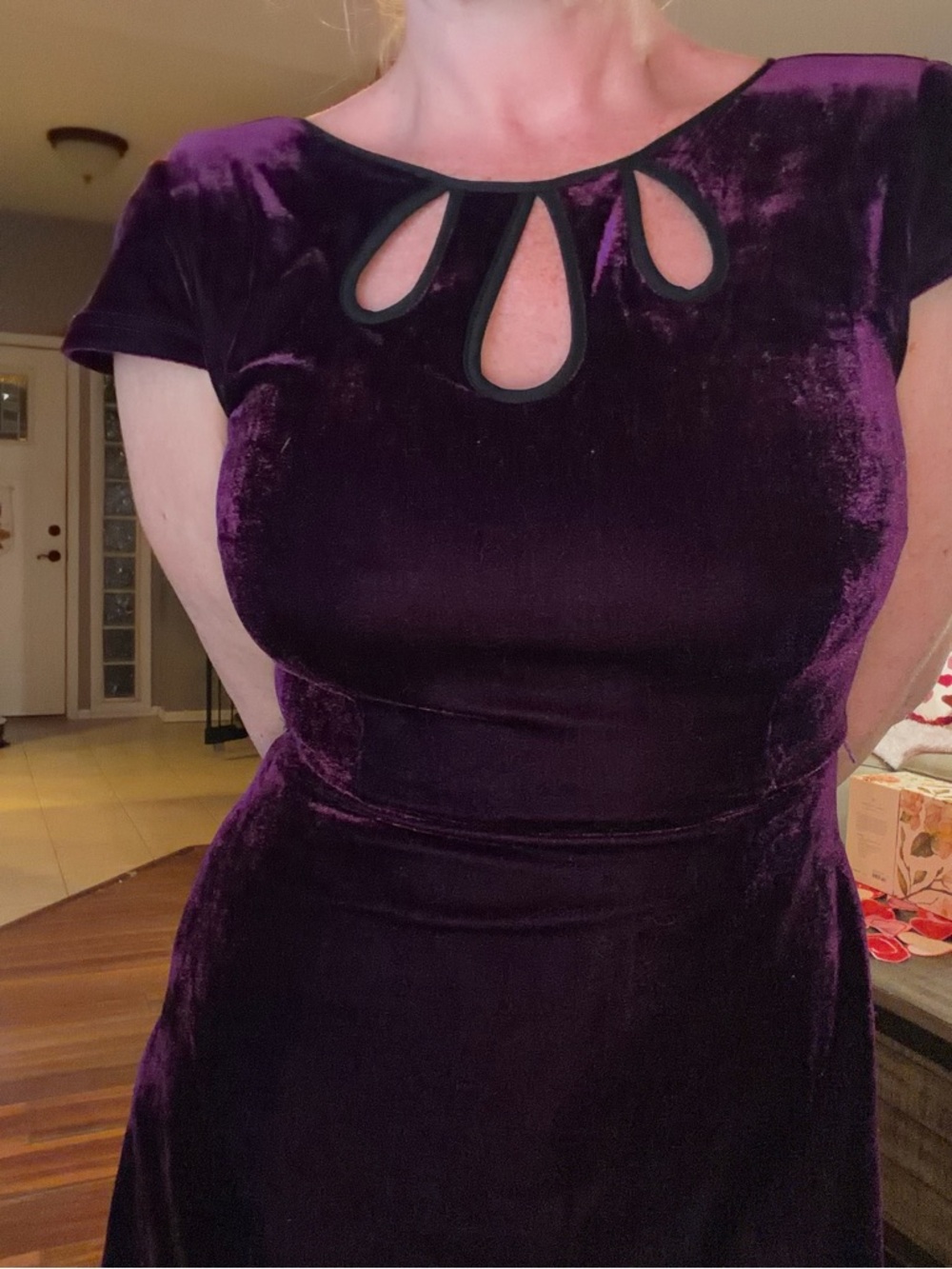 ModCloth Velvet Purple/Burgundy Vintage Style GlamGoth Retro Rockabilly Dress